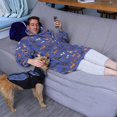 thumbnail image 4 of Wearable Blanket Hoodie,Dachshund Blue Pattern Oversized Sherpa Blanket Hoodie with Super Pockets,Super Warm Fuzzy Pullover for Women & Men, 4 of 6