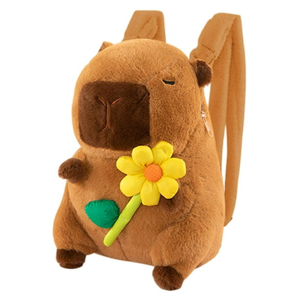 Mochila de peluche de para uso diario, para niños, para mochileros al aire libre y en interiores Flor amarilla