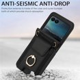 thumbnail image 6 of Decase Fashion Hybrid Phone Case Compatible with Motorola Razr+ 2024 Wallet Cover with Ring Crossbody Wrist Strap Lanyard Credit Card Holder Slot Fits for Motorola Razr+ 2024 Women Men,Black, 6 of 9
