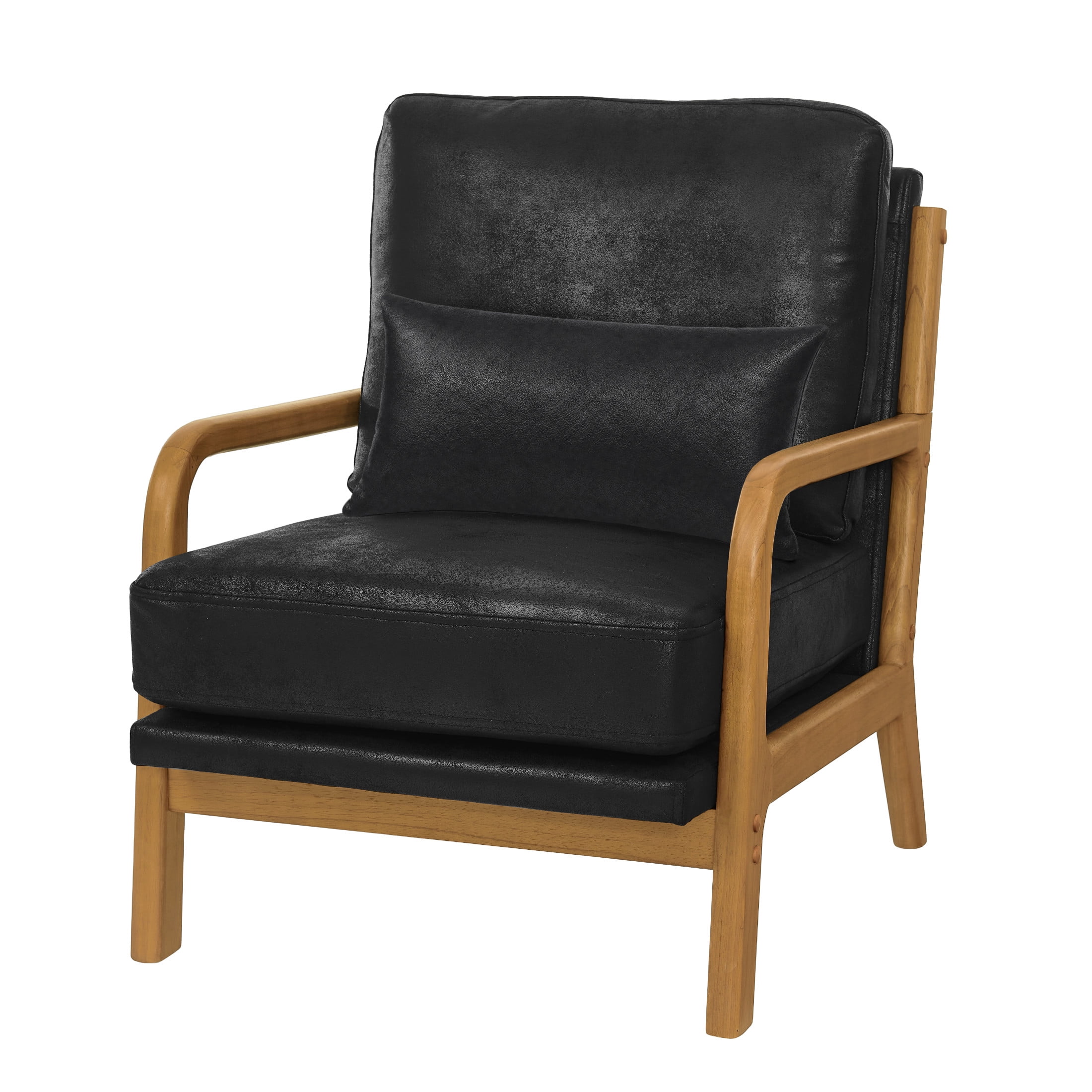 Noble House Mid-Century Modern Lounge Chair, Foil Fabric Upholstered Accent Chair, Black