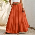 thumbnail image 2 of XINPING Long Skirts for Women Boho Slim Fit Hawaiian Breathable Summer Pleated High Waisted Casual Long Skirts with Pockets, 2 of 6