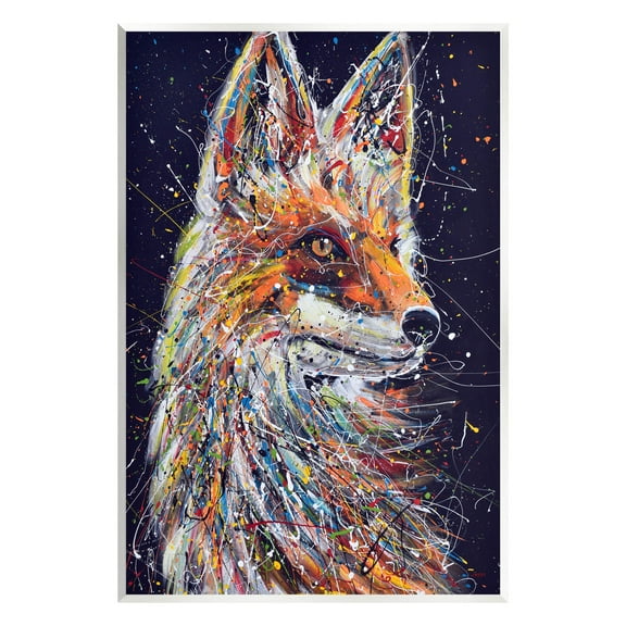 Contemporary Fox Urban Splatter Animals & Insects Painting Unframed Art Print Wall Art