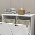 thumbnail image 6 of Double Tilt-Out Trash Cabinet & Free Standing Laundry Sorter, White Modern Bathroom Storage with Removable 2-Compartment Hamper, 6 of 8