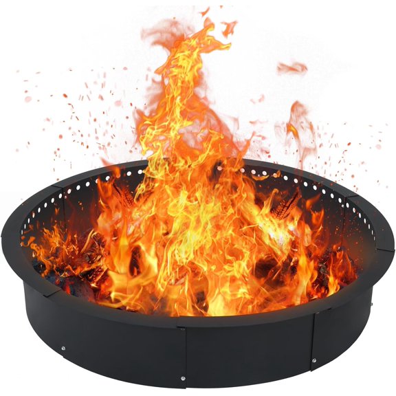 Camping, 40 I  h Heavy Duty Metal Insert with Air Vents designed for Better Burn, Smokeless Fire Pit Ring designed for Outside, Patio, Outdoor Firepit Ring designed for Backyard, Smokeless Wood Burnin