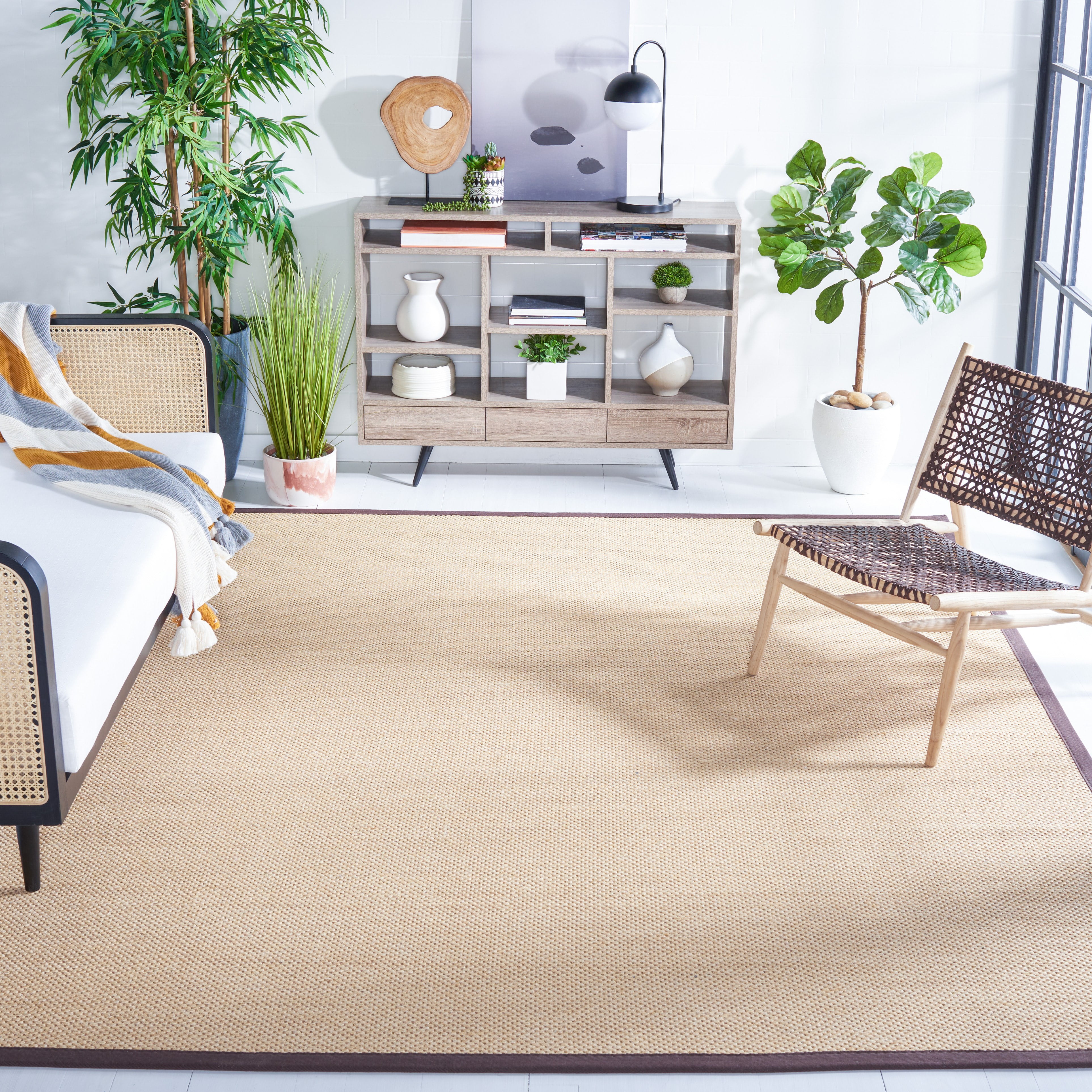 Safavieh Natural Fiber Jovana Solid Area Rug, Maize/Brown, 10' x 14'