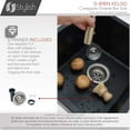 thumbnail image 3 of Stylish Dual Mount 16" Black Composite Granite Single Bowl Kitchen Sink with Strainer S-816N, 3 of 13