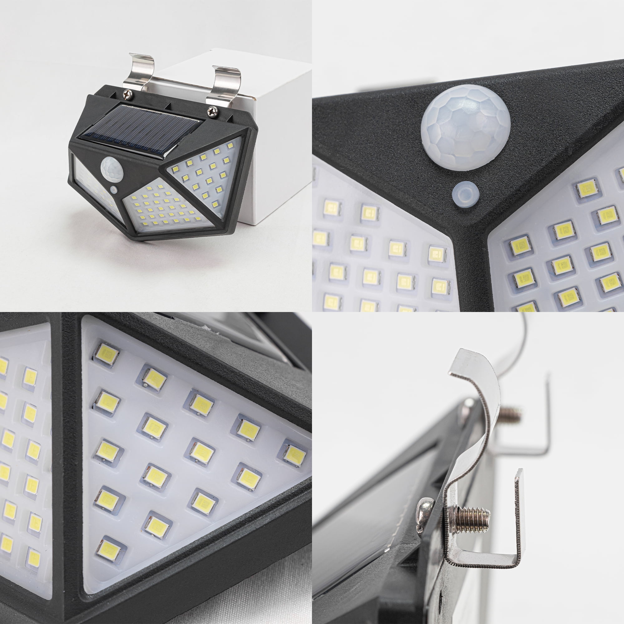 Kiven Solar security lights motion outdoor,1-Light Waterproof Security Flood Light with Vinly Siding Hooks for Garage Porch Garden Vinly Siding,6000K/Cool White