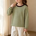 thumbnail image 6 of Mifsaly Girls Boys Striped Sweatshirts Kids Crewneck Long Sleeve Cotton T-Shirts Relaxed Fit Comfortable Everyday Pullover Basic Playwear for School and Lounge Green,11-12 Years, 6 of 6