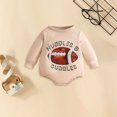 thumbnail image 2 of Quealent Infant Baby Boy Game Day Outfit One Piece Football Romper Newborn Long Sleeve Onesie Winter Clothes (Beige, 12-18 Months), 2 of 7