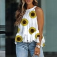 thumbnail image 2 of Womens Summer Tops, Women's Flowy Tank Tops Daisy Print Camis Sleeveless Crew Neck Casual Shirts Loose Fitting Blouses, 2 of 5