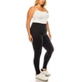 thumbnail image 2 of Women's Plus Size Microfiber Full Length Solid Leggings, Soft Stretch High Waist Pants, 2 of 5