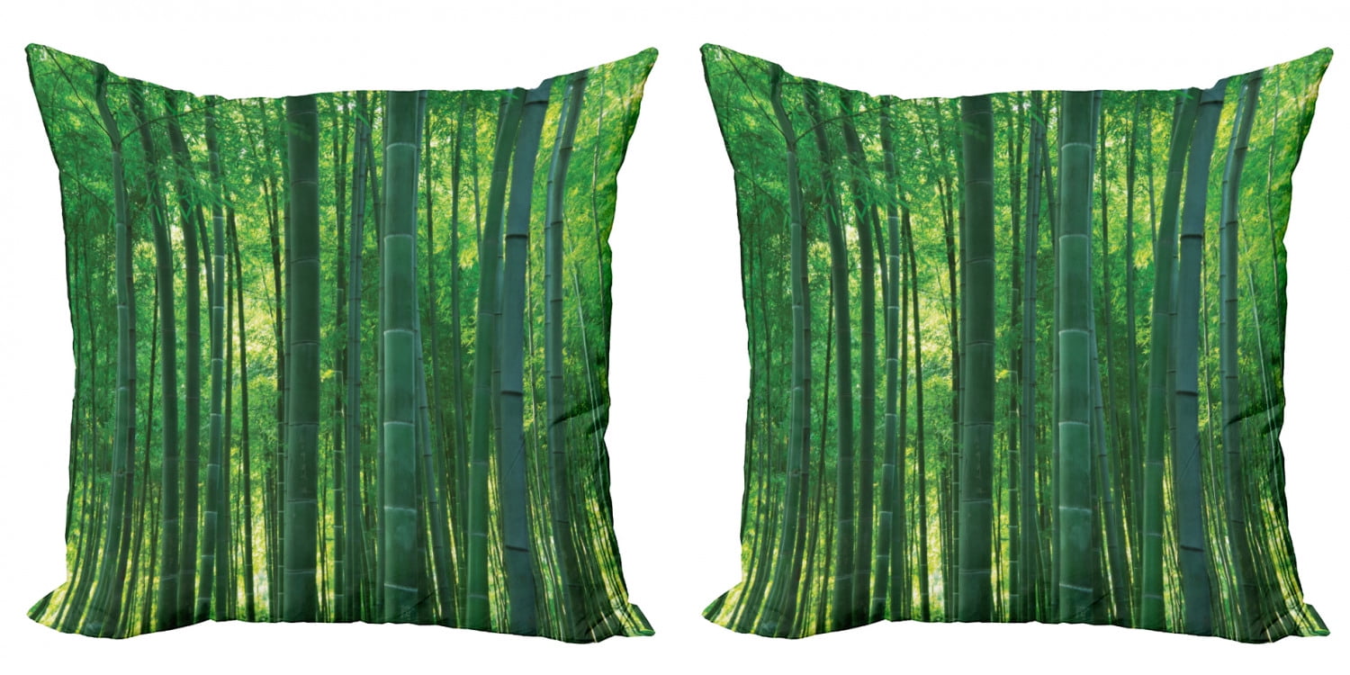 Bamboo Throw Pillow Cushion Cover Pack of 2, Oriental Exotic Bamboo