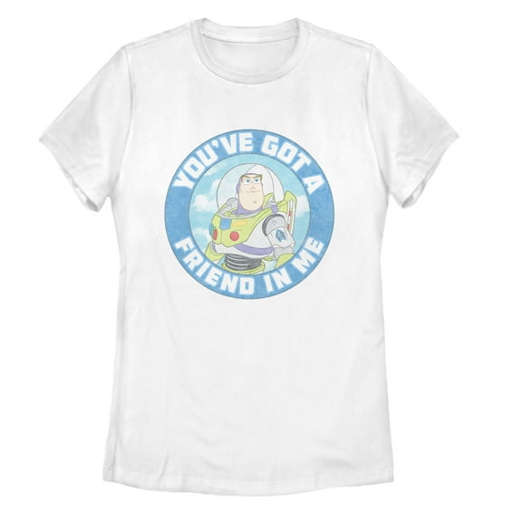 Women's Toy Story Friend in Me Buzz Circle Graphic Tee White Large