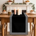 thumbnail image 2 of Black Table Runner, Greek Chinese Style Cotton Linen Kitchen Table Decoration Washable Dining Tabletop Runners for Home Party Decor 13x120 Inches, 2 of 9