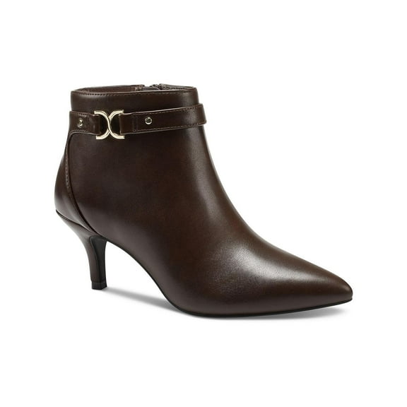CHARTER CLUB Womens Brown Padded Buckle Accent Ulyssa Pointed Toe Stiletto Zip-Up Dress Booties 7.5 M