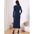 thumbnail image 6 of DARING DIVA Women's Long Sleeve Sweater Fall Crewneck Ribbed Knit Dress M Dark Blue, 6 of 7