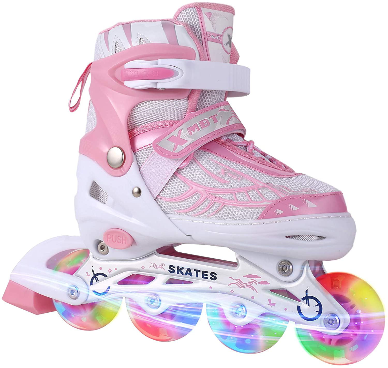 Caroma Inline Skates Women with 8 Lights Up LED Wheels Outdoor 4 Size Adjustable Roller Skates for Kids Women Men 