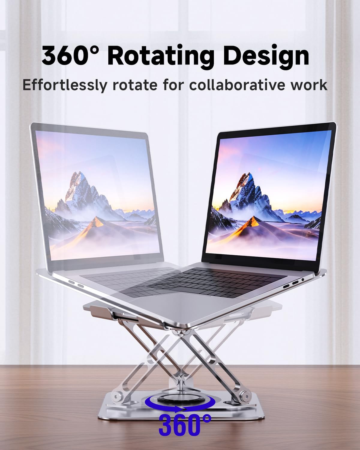 Laptop Stand For Desk  Adjustable Swivel Computer Riser 360 Rotation Base Portable Holder Office Home Fits Macbook Air Pro (10"-17.3") -