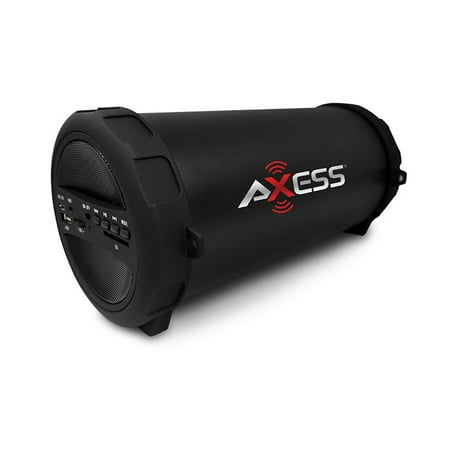 - Axess Portable Thunder Sonic Bluetooth Cylinder Loud Speaker BuiltIn FM Radio SD Card USB AUX Black
