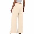 thumbnail image 4 of ClodeEU Women's Elastic Waist Wide Leg Pants,Casual Loose Fit Lounge Trousers with Pockets Beige,Women's Plus L, 4 of 6