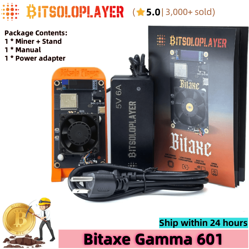 Bitaxe Gamma 601 BM1370 Chip 1.5TH/s 2.4G WiFi BTC Lottery Miner Crypto Mining Machine with Stand Silent Fan for Home Bitcoin Solo Mining,Orange Stand