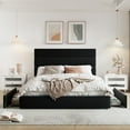 thumbnail image 3 of Allewie Modern Queen Size Platform Bed Frame with 4 Storage Drawers and Velvet Upholstered Headboard, Wooden Slats Support, Black, 3 of 8