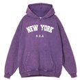 thumbnail image 4 of Sudadera con capucha para hombre, estilo retro, desgastado, lavado, estilo urbano de EE. UU., Nueva York, EE. UU., otoño, estilo hip hop, informal, 100 % algodón, 4 of 4