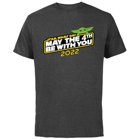 Star Wars Day Grogu May The 4th Be With You 2022 - Short Sleeve Cotton T-Shirt for Adults - Customized-Charcoal