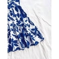 thumbnail image 5 of Blue And White Floral Print Spaghetti Strap Open Back Cinched Waist A-Line Mini Dress, 5 of 5