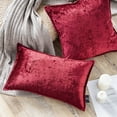 thumbnail image 2 of Phantoscope Patterned Velvet Tailored Edge Decorative Throw Pillow, 18" x 18", Red, 2 Pack, 2 of 5
