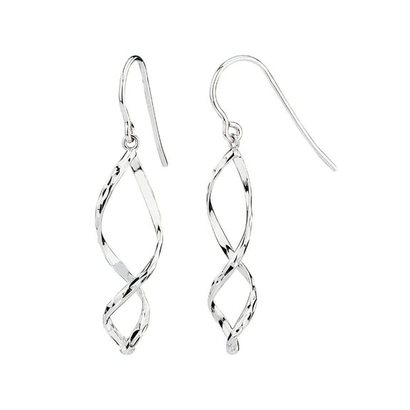 Sterling Silver Drop & Dangle French Wire Figure 8 Earrings with Diamond Cut