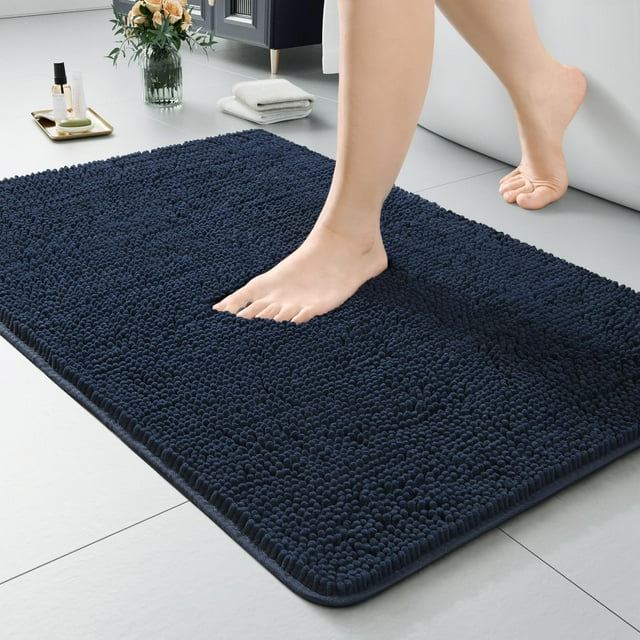 Alfombra de baño LOCHAS Luxury Shaggy de 60 x 90 cm, color azul marino