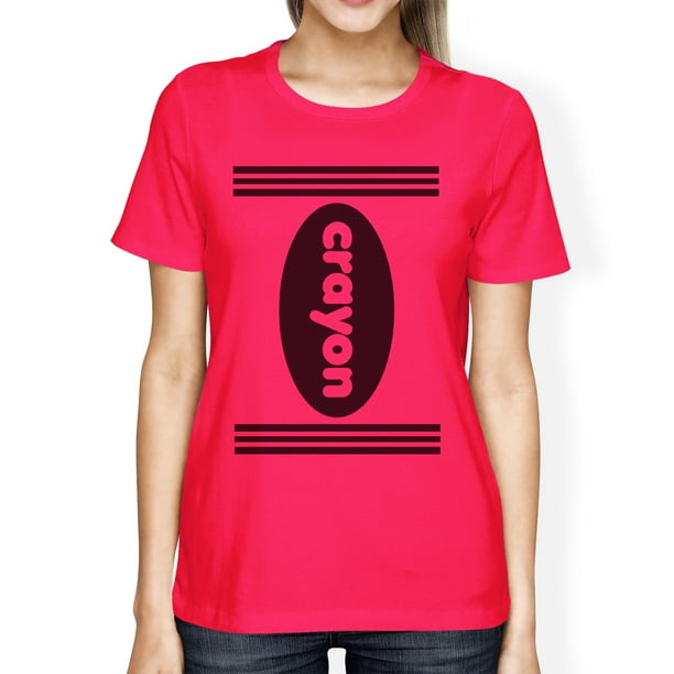 365 Printing Crayon Womens Hot Pink Graphic TShirt Round Neck