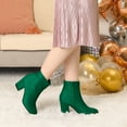 thumbnail image 2 of Unique Bargains Women's Round Toe Chunky Heels Ankle Boots Green 9, 2 of 6