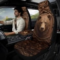 thumbnail image 2 of Xixirimido Bear Brown Print Car Seat Cover Set of 5 Pieces Front Seat Covers with Matching Seat Belt and Center Console Covers PU Leather Fits Most Vehicles, 2 of 8