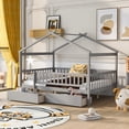 thumbnail image 2 of Canopy Bed Frame Platform Bed with Two Drawers Modern Wooden Canopy Bed with Headboard & Footboard and Slat Support Leg for Dorm, Bedroom, Guest Room (Full), 2 of 9