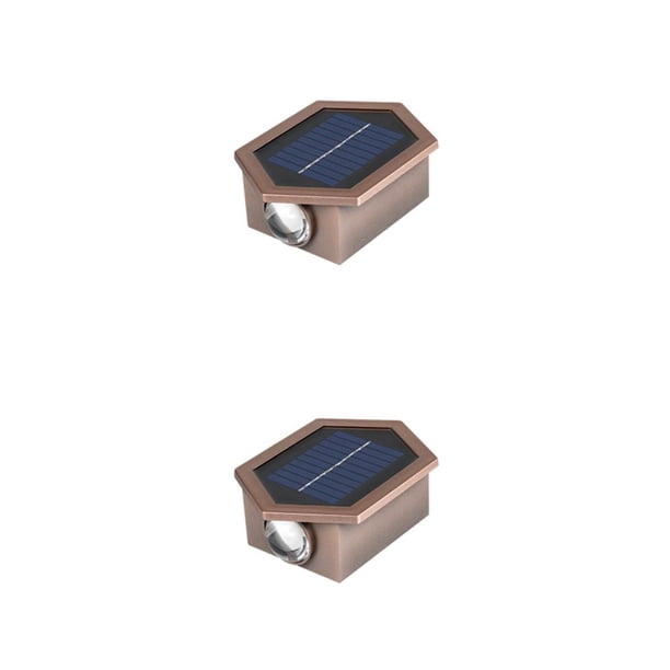 Billuyoard Lámpara de pared LED para exteriores con energía solar - Impermeable Fácil instalación Luz Diseño inalámbrico ecológico de larga HexágonoBronce Hexágono 2Conjunto