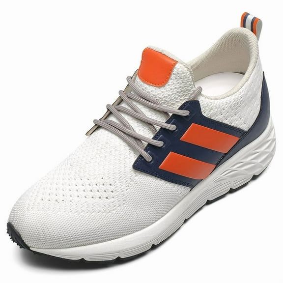 CMR CHAMARIPA Elevator Shoes For Men - Causal High Heeled Sneakers White Breathable Knit 3.15 Inches / 8 CM