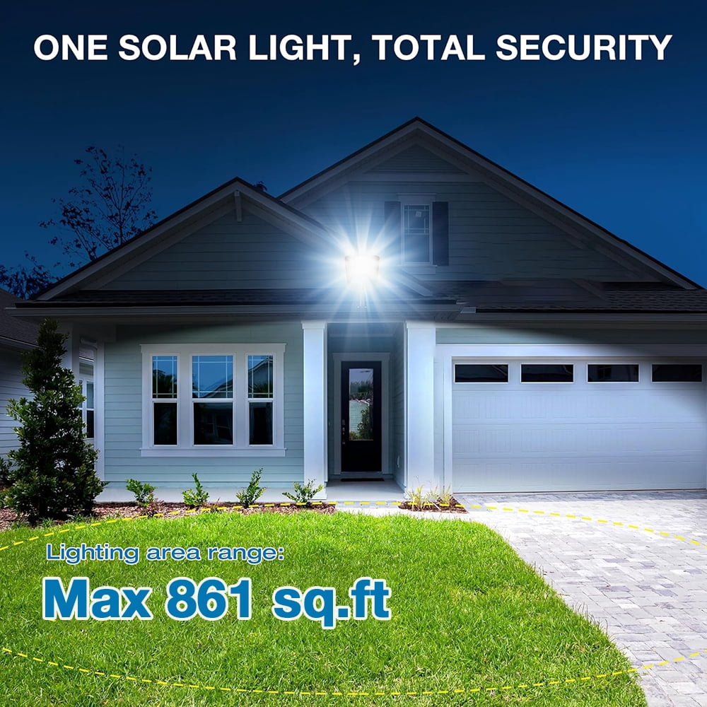 Solar Street Lights Outdoor, 2 Pack Solar Lights Outdoor Flood Lighs Motion Sensor, Waterproof Dusk to Dawn Solar Street Lights for Yard, Entryway Garage, Porch