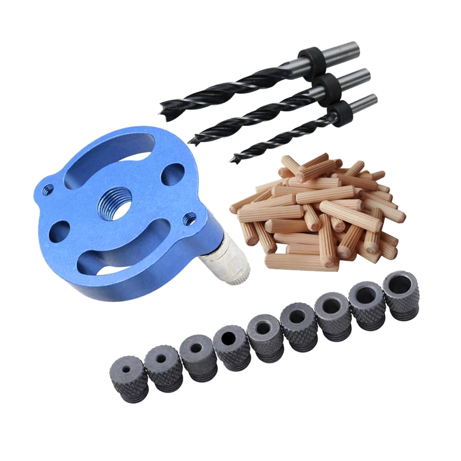 Nishiyuenyi Dowel Drill Guide Kit 3 Hole Guide Jig Easily Carry and Use Perforating Anodized Blue