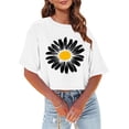 thumbnail image 2 of Fancifize Sunflower Graphic Shirt for Women Cute Short Sleeve Cropped Tee Tops Teen Girls Flower Printed Casual T Shirt, 2 of 6