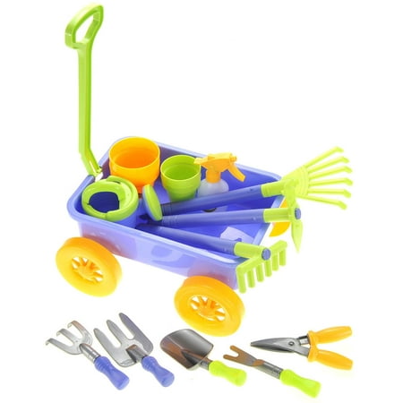 Garden Wagon with Handle Extension & Tools Toy Set - Walmart.com