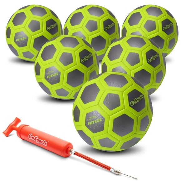 GoSports Balles de Futsal Élite - Idéales pour les Jeux Ou la Pratique de Futsal en Intérieur Ou Extérieur - Choisissez un Ou Six Pack - Inclut une Pompe