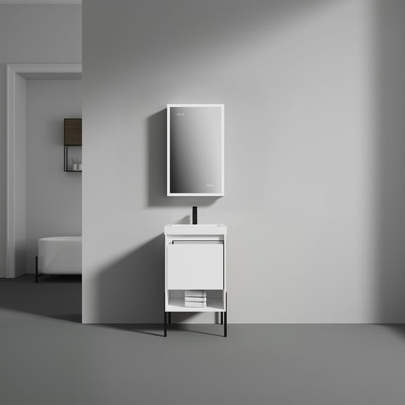 20" Freestanding Bathroom Vanity with Sink - Matte White