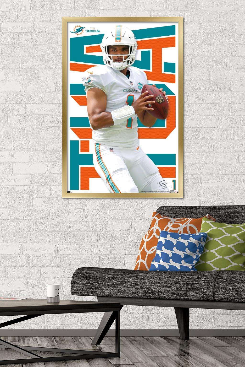 NFL Miami Dolphins - Tua Tagovailoa 20 Wall Poster, 22.375" x 34", Framed