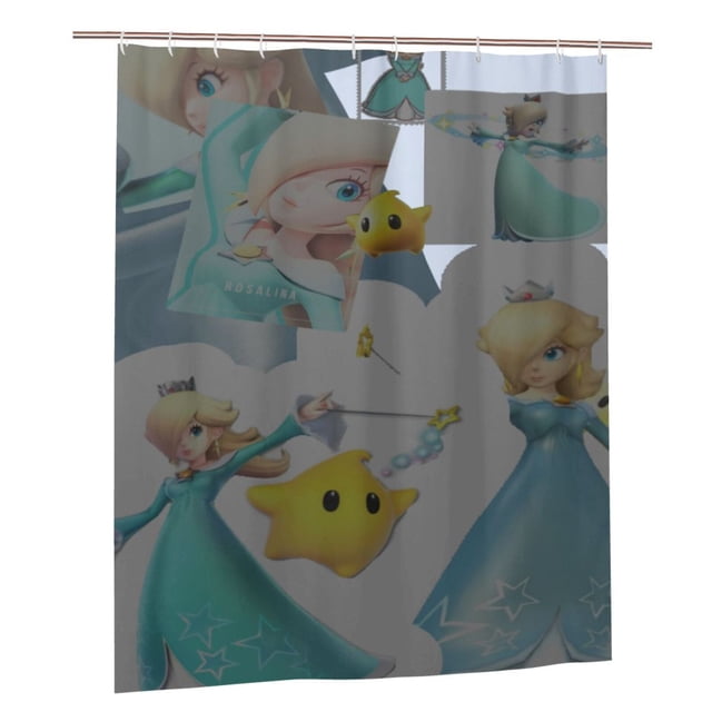 Cortina de ducha Rosalina, hermoso juego de cortinas de ducha con dibujos animados para niños, niñas, dormitorios universitarios, baño, accesorios de decoración de bañera a prueba de agua con 12
