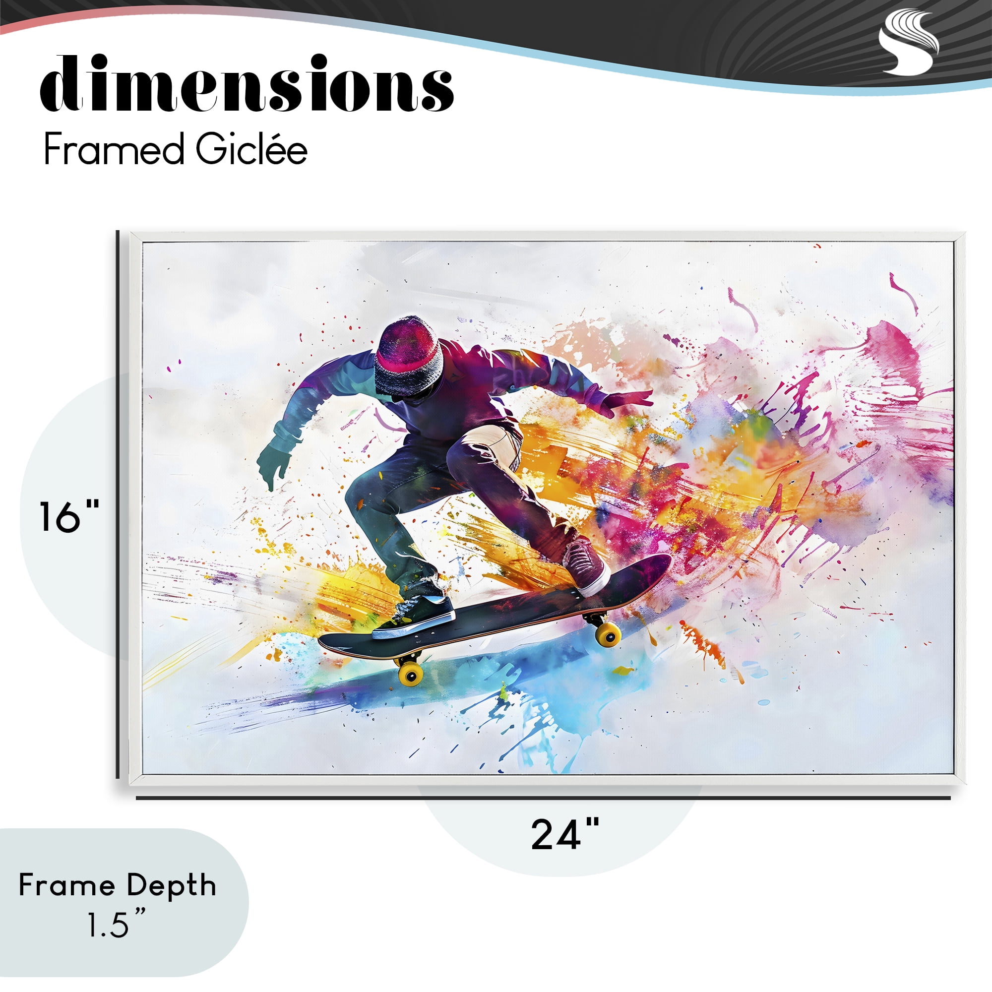 Stupell Industries Skateboarder in Motion White Framed Giclee Art, design by Creative Studio