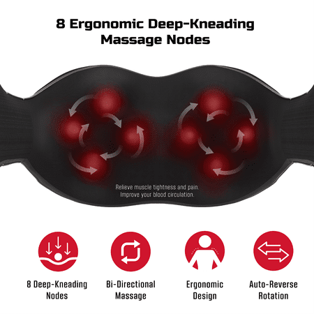 FITRX CORDLESS SHIATSU 3D MASSAGER, USB-RECHARGEABLE SHOULDER, BACK, AND NECK MASSAGER WITH HEAT