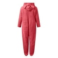 thumbnail image 5 of YunPes Girls Fleece Onesie Warm Animal Fleece Bed Jumpsuit Kids Cute Winter Plain Zip Up Long Sleeve Soft Fuzzy Bear Hooded Romper, 5 of 6