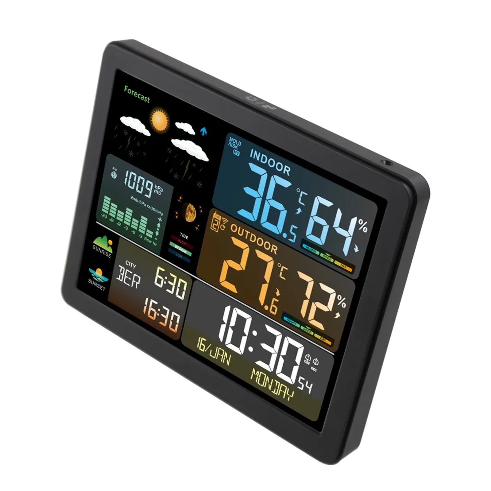 Digital Weather Station Clock Indoor Outdoor Temperature and Humidity Meter Weather Forecast ,Real-Time